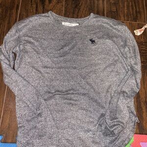 Abercrombie Kids Heather Gray Sweater with Navy Logo